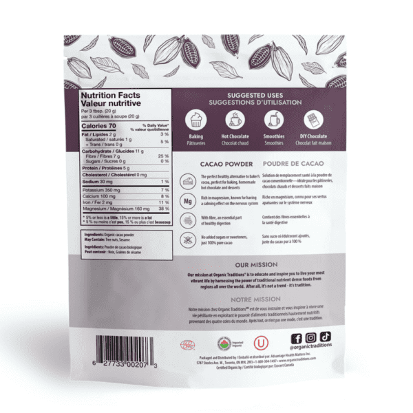 🍁 Organic Traditions Cacao Powder  227g