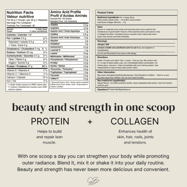 🍁 Glow Body Whey + Collagen, 2 lbs - COOKIES & CREAM