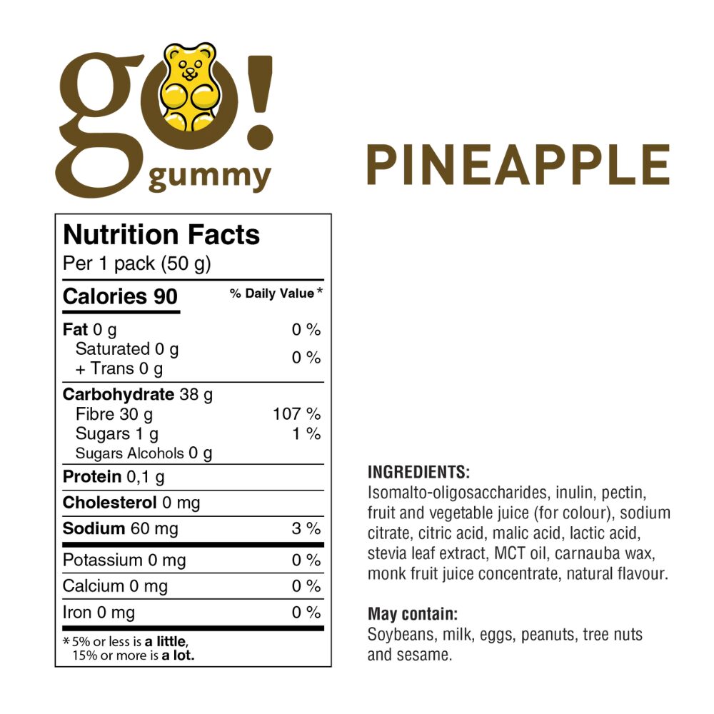 Go Gummy - Pineapple, 50g bag