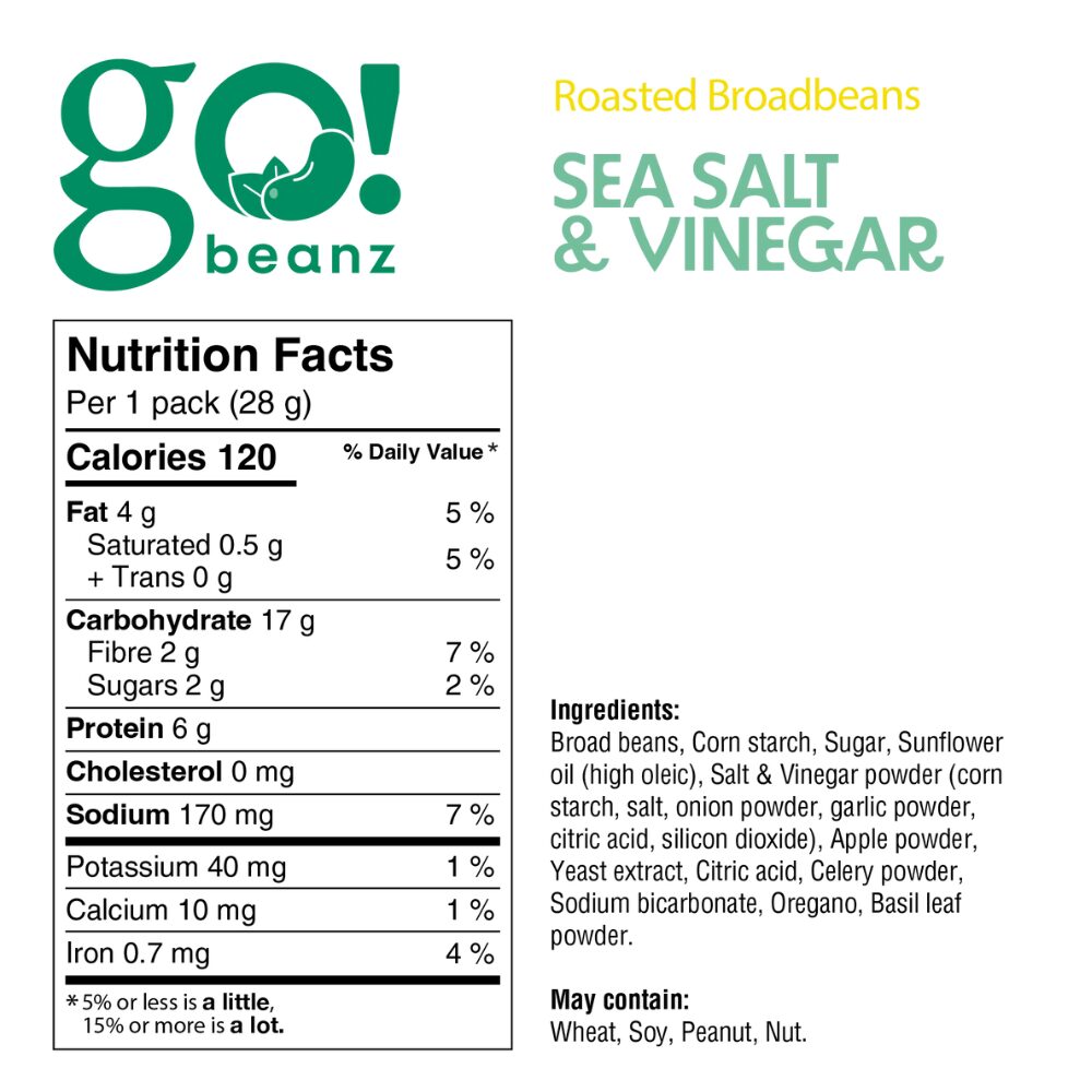 🍁 GO Beanz Broadbeans - Salt & Vinegar, 28g bag