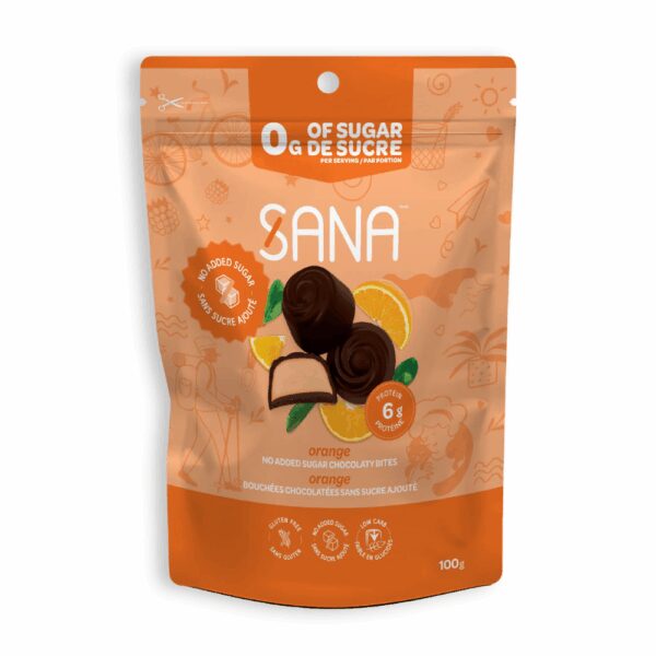 Sana Dark Chocolatey Bites - Orange, 100g