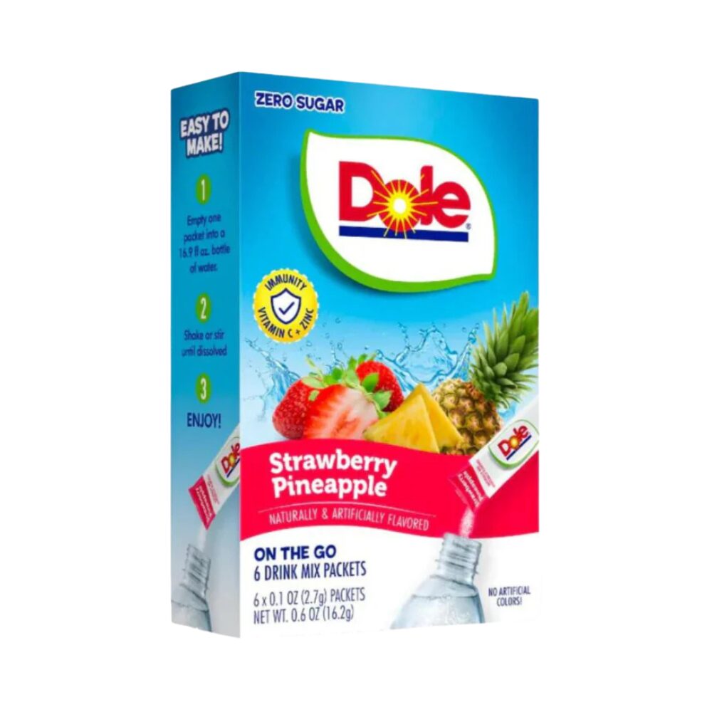 Dole Zero Sugar Drink Packets – Strawberry Pineapple, 6 Pack