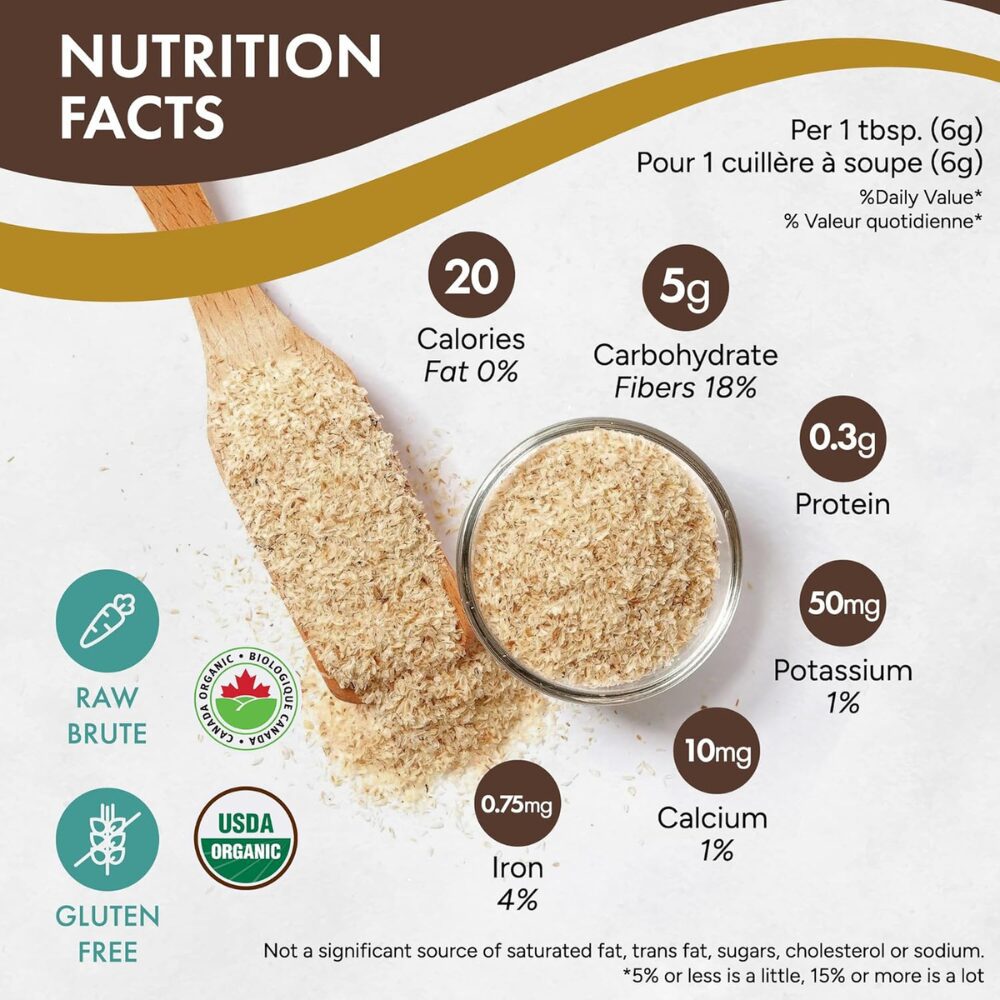 🍁 Rootalive - Organic Whole Psyllium Husk, 454g