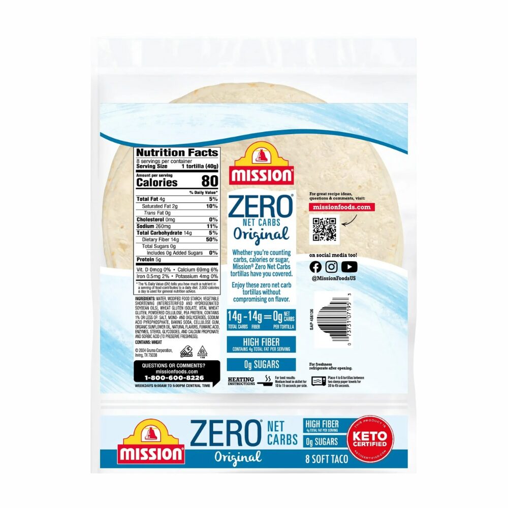 Mission - Zero Net Carbs Tortillas Original, 8 Count