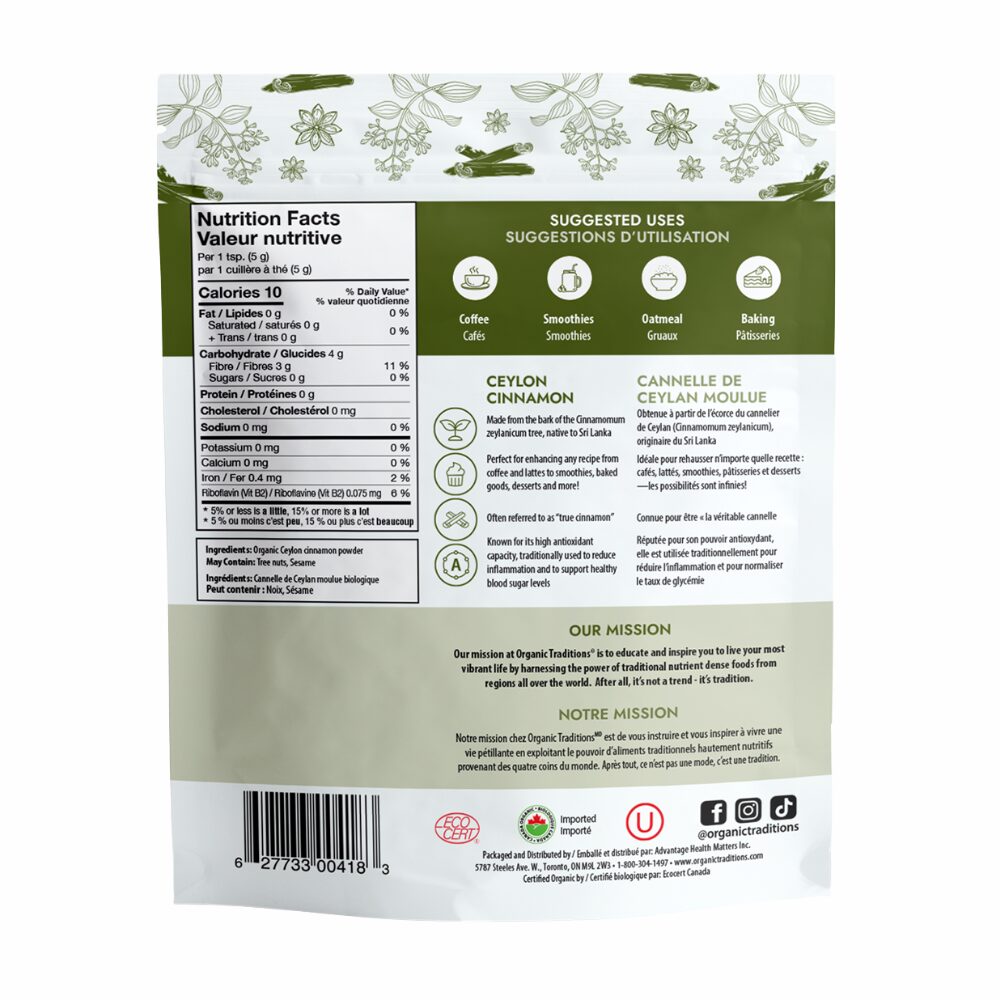 🍁 Organic Traditions - Ceylon Cinnamon Powder, 227g