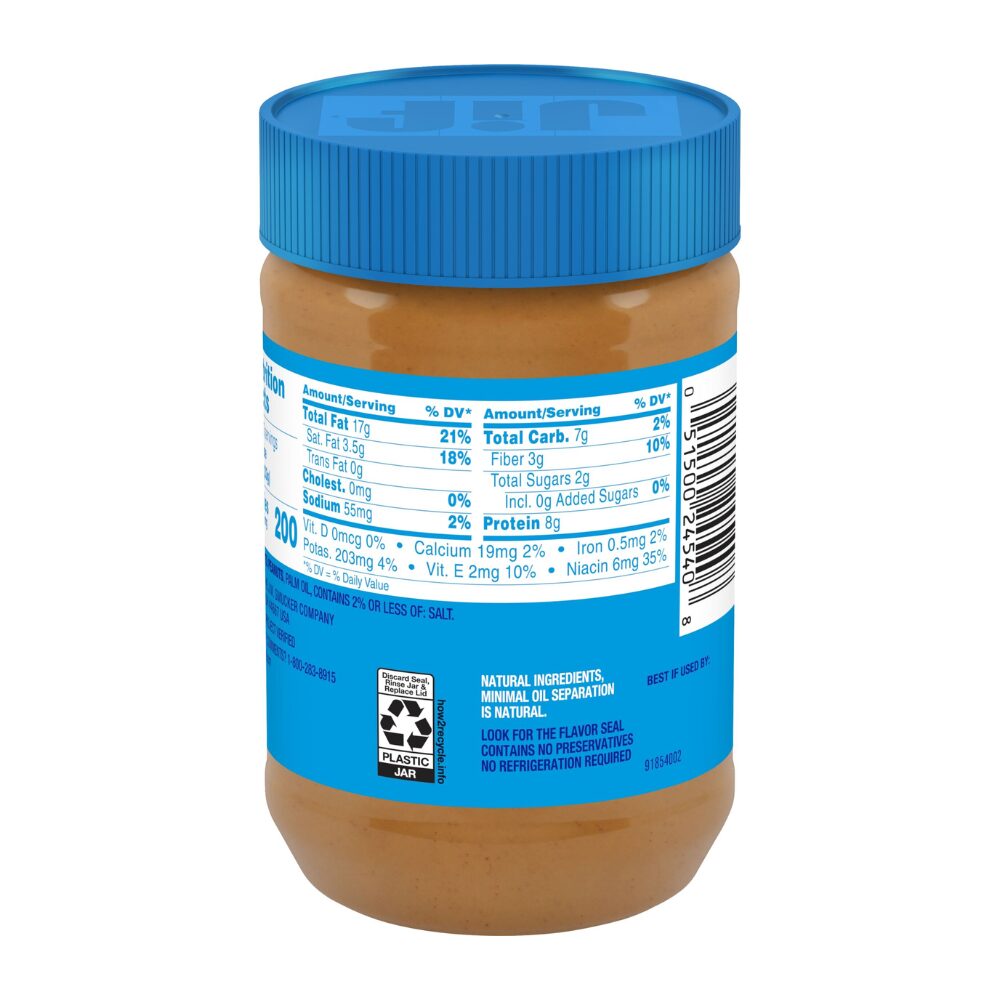 Jif Creamy Peanut Butter Spread- No Added Sugar, 2lb