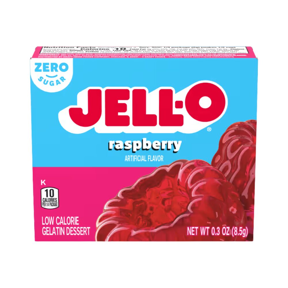 JELLO - Zero Sugar Raspberry Flavor Gelatin, 8.5g