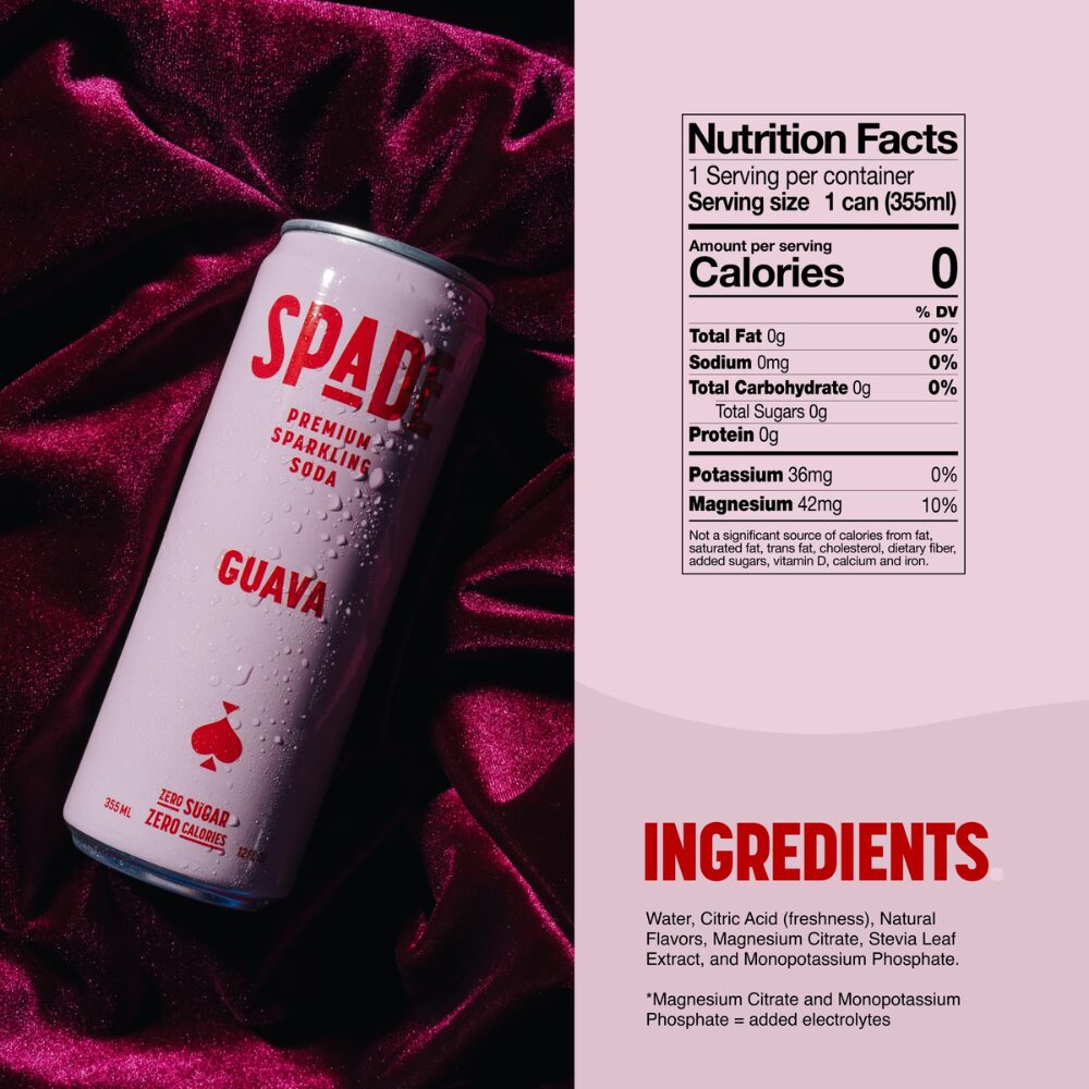 Spade - Guava Natural Sparkling Soda, 355mL