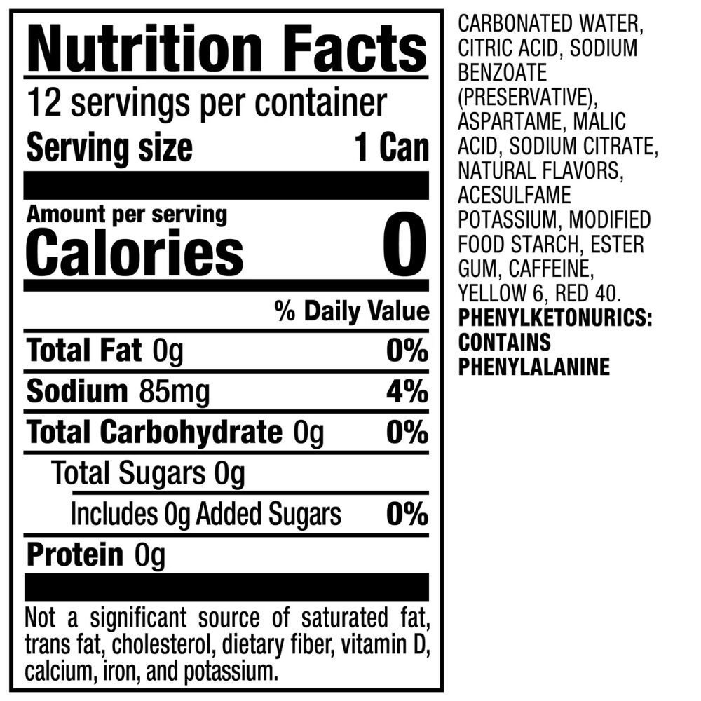 Sunkist Zero Sugar Orange Soda, 355mL