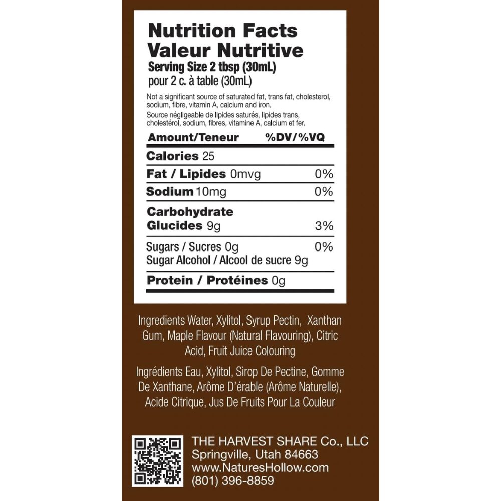 Nature's Hollow - Sugar Free Maple Flavored Syrup, 236mL