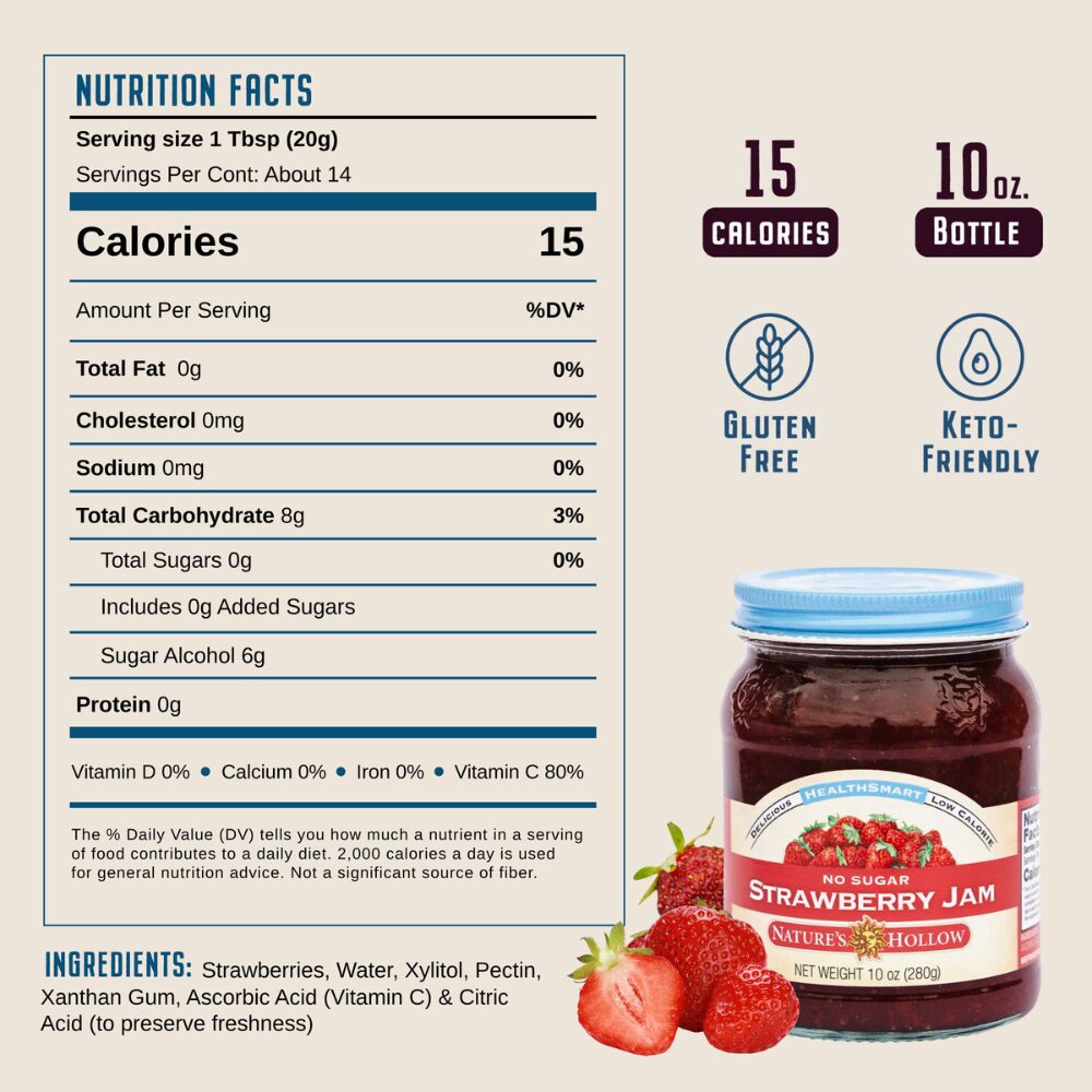 Nature's Hollow - Zero Sugar Strawberry Jam, 280g