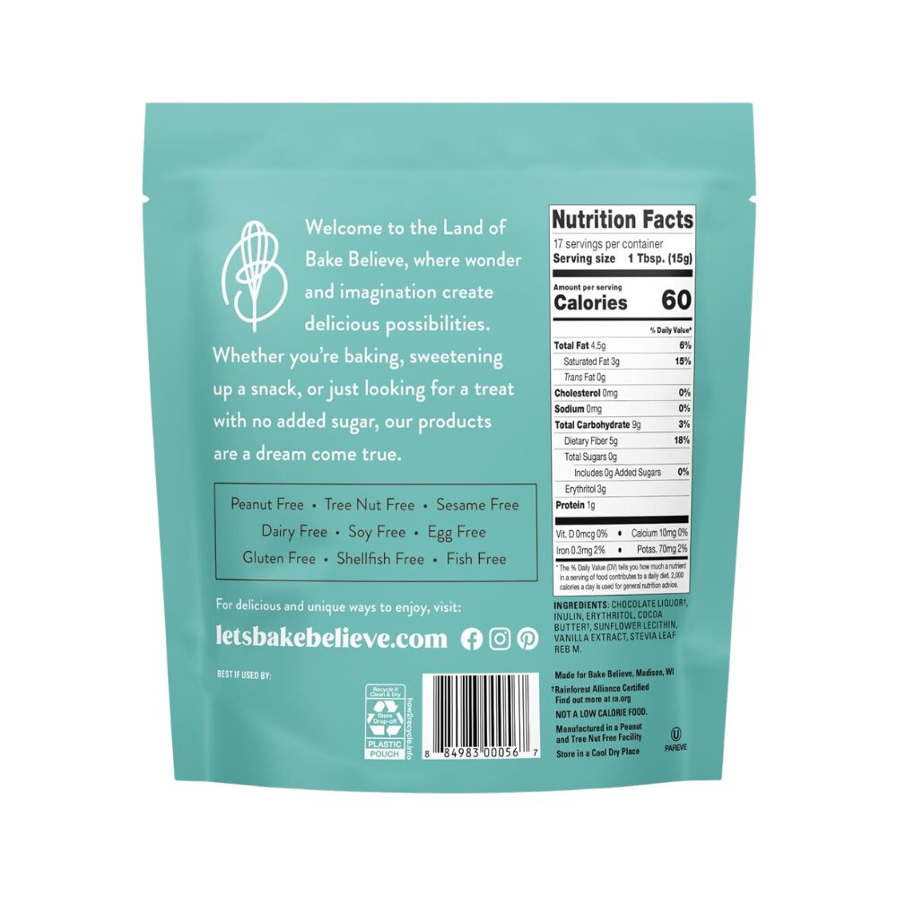 Bake Believe – Dark Chocolate Baking Chips, 255g