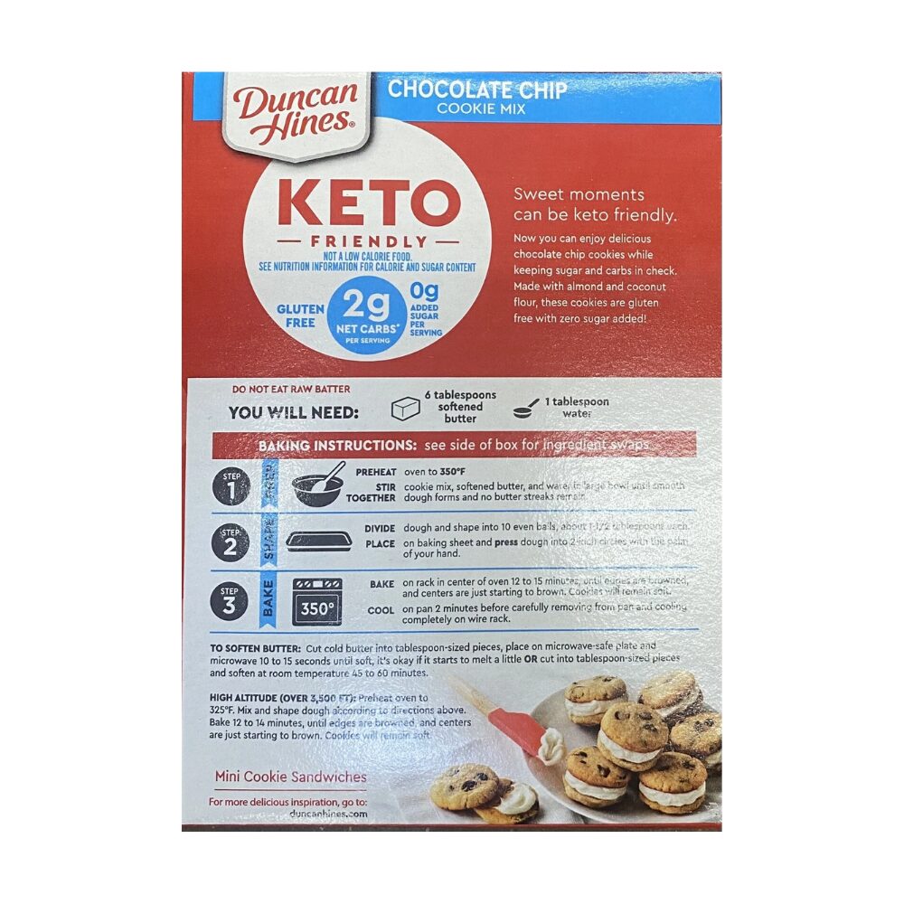 Duncan Hines – Keto-Friendly Chocolate Chip Cookie Mix, 8.8 OZ