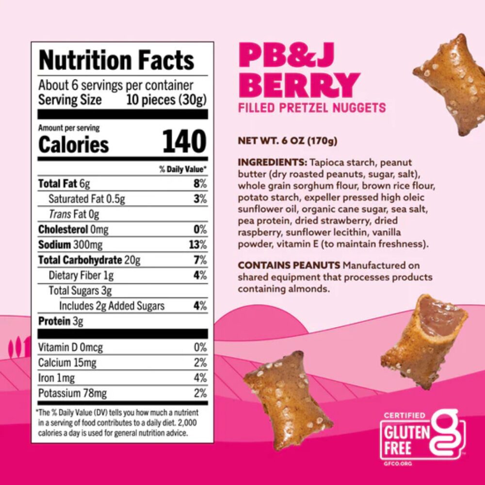 Quinn PB&J Berry Filled Pretzel Nuggets, 170g